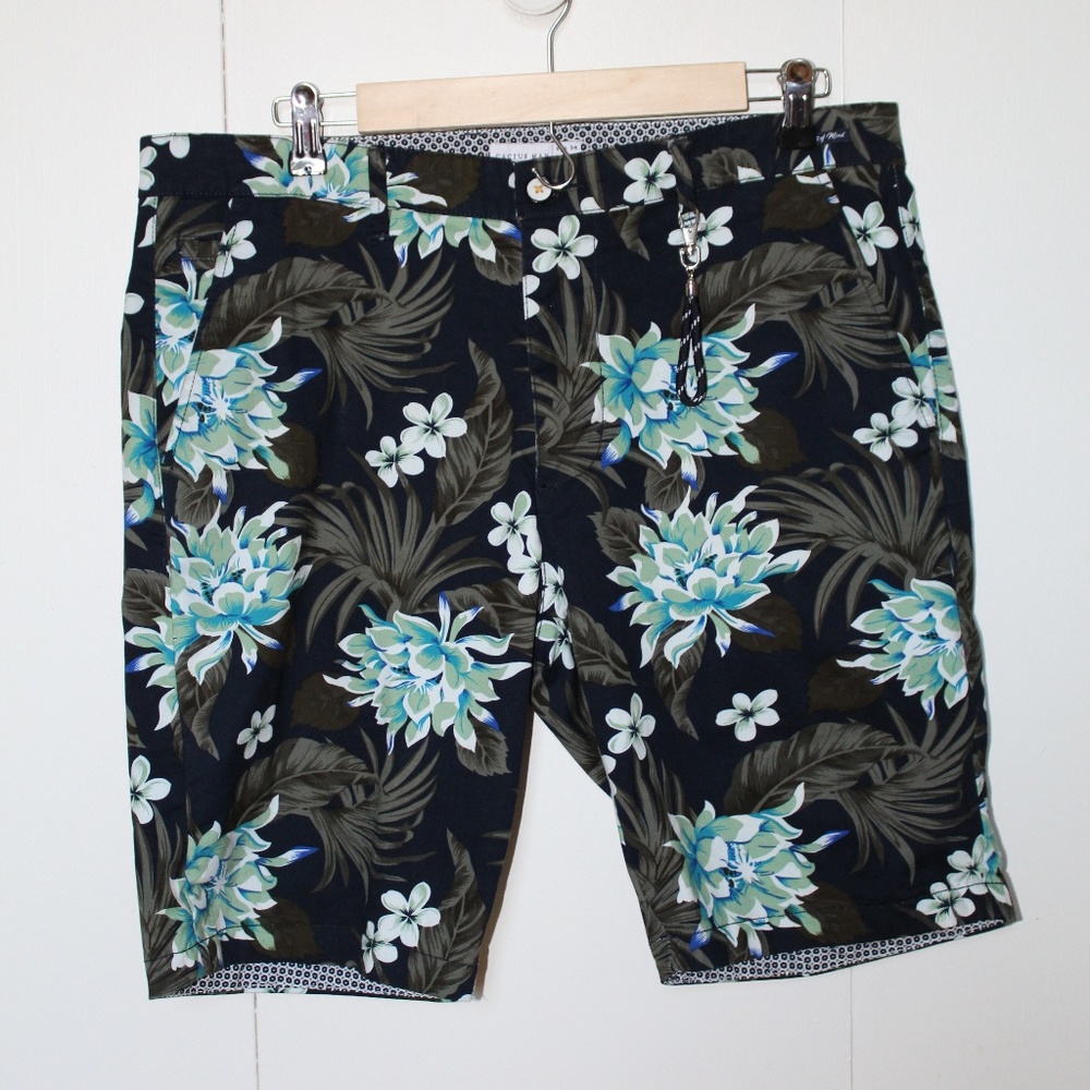Navy Blue Floral Shorts